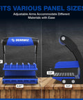 Panel Carrier Tool for 4x8 Sheets Up To 100 Lbs, blue with adjustable arms, ergonomic grip for plywood handling.