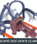 Hot Wheels RacerVerse Spider-Man Web-Slinging Speedway Track Set with looping track and Spider-Man figure.