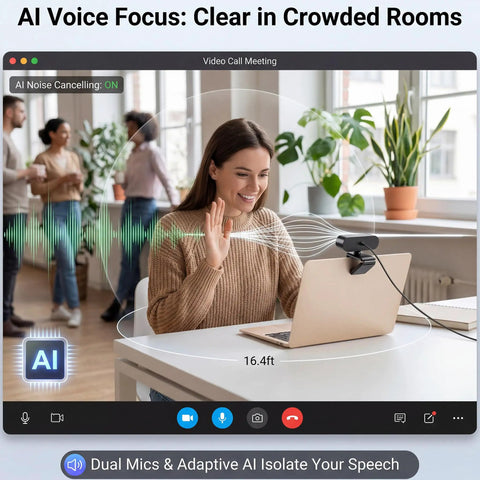 Next Level 4K Webcam With Hella Crisp 30FPS Video And Rock Solid PDAF Autofocus For Live Streamers Gamers And Vloggers featuring AI noise cancelling.