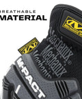 Close-up of M-Pact Open Cuff Work Gloves with High Impact Knuckle Protection, breathable material detail