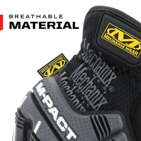 Close-up of M-Pact Open Cuff Work Gloves with High Impact Knuckle Protection, breathable material detail
