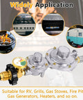 Azdele two-stage propane regulator with 5 ft hose and gauge, POL connection, 3/8in female flare, CSA certified