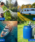 Three-Chamber 110V AC RV Water Pump With Filter, Self Priming Inline On Demand Washdown, 4 GPM At 45 PSI, Easy Plug Electric Pump For Camper Marine Yacht Garden usage