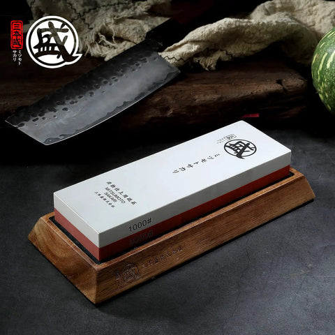 Pro Grade Japanese Knife Sharpening Stone Double Sided Whetstone 1000/3000 Grit With Non Slip Wooden Base For Kitchen Knives
