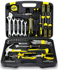 61 Piece Mechanic Tool Set With Socket Wrenches And Auto Repair Must Have Gear In Durable Chrome Finish Plastic Storage Case For Home Diy Projects And Everyday Auto And Household Fixes, open view