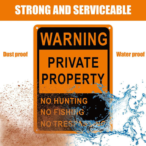Real Deal Heavy Duty Reflective Aluminum No Trespassing Signs 8 Pack Large 10x7 Orange Private Property Warning Posts For Hunters Weatherproof Outdoor Boundary Tough As Nails with waterproof and dustproof features.