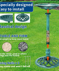 28 Inch Tall Outdoor Bird Bath With Solar Water Fountain Plastic Retro Green Bird Bath installation diagram