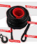3/8 Inch Synthetic Winch Rope Kit 92 Foot With 27000 Lbs Strength Protective Sleeve Heavy Duty Hook And Safety Pull Strap For Off Road 4x4 Vehicles For All Off Road Adventures, coiled rope with hook