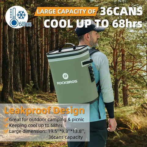 Leak Proof Insulated Backpack Cooler Holds 36 Cans Soft Side Waterproof Bag Keeps Your Brews Ice Cold Without The Drip, in green.