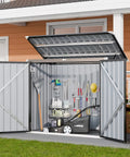 Heavy Duty Outdoor Trash Can Storage Shed With Bike Shed Design, Rugged Galvanized Steel Construction, Weatherproof Chain Lid
