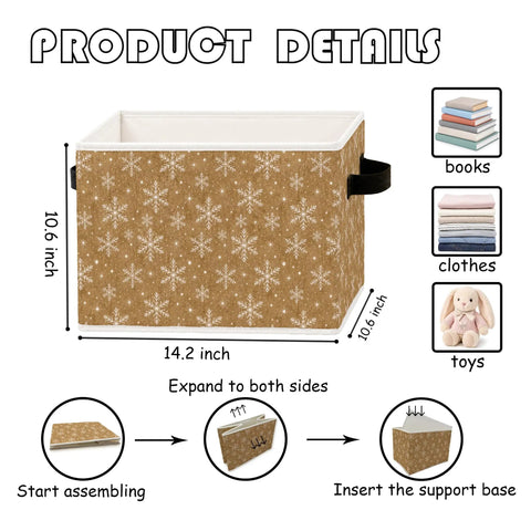 Pretty Dang Handy Foldable Storage Bins With Reinforced Handles Keep Your Space Knockout Clean And Clutter Free Packs A Cool Winter Snowflake Vibe, 10.6x10.6x14.2 inches, perfect for organizing toys, clothes, and books.