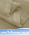 Close-up of linen color Outdoor Sheer Curtains For Patio Waterproof 4 Panels 54 By 84 Inches Light Filtering Voile Drapes