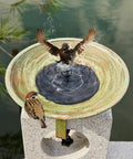 Solar Bird Bath Fountain For Deck Patio Balcony And Garden, Metal Bird Bath Bubbler With Deck Mounted Water Feature