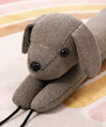 Heavy Duty Door Draft Stopper To Keep The Chill Outta Your Space Weighted Noise Blocker in dog design, herringbone fabric, 38 inches long.