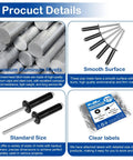 DIY Ready 220 Piece 3/16 Inch By 3/4 Inch Black Pop Rivets With Washer Kit showing details like aluminum rivets, labels, and smooth surface.