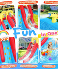 Double Dip Inflatable Water Slide Park For Backyard Fun With Two Slides Climbing Wall Splash Pool And Water Cannons Ideal For 3 To 10 Year Olds Durable Heavy Duty Construction Includes 520W Blower And Quick Setup Backyard Party Ready
