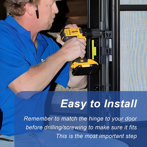 Installation of Built Like A Tank Black Six Leaf Friction Hinge Assembly For RV Camper And Entry Doors with power drill.