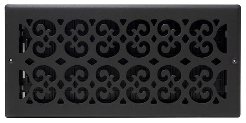 Scroll Design Wall And Ceiling Register 6x14 Textured Black With Durable Plastic Damper Box And Painted Screws