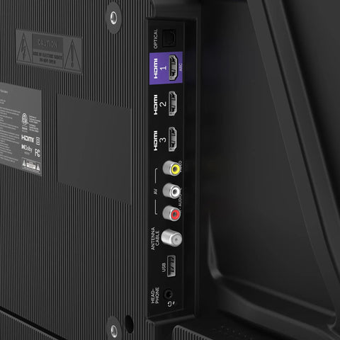 Sleek 32 Inch Full H d Smart Television Packing Hella Crisp Picture Quality And Dead Smooth Streaming Tailored For Chill Bedrooms And Bustling Kitchens Dropping Major Value With Truly Zero Headaches rear connections panel with HDMI, USB, and audio ports.