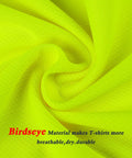 Close-up of breathable birdseye mesh fabric in bright lime for Kickass High Visibility Class 3 Hi Vis Safety Shirt.