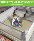 One Piece Adjustable Height Toddler Bed Rail Fits Twin Full Queen King Beds With One 74.8 Inch Side Easy Install shown with toddler