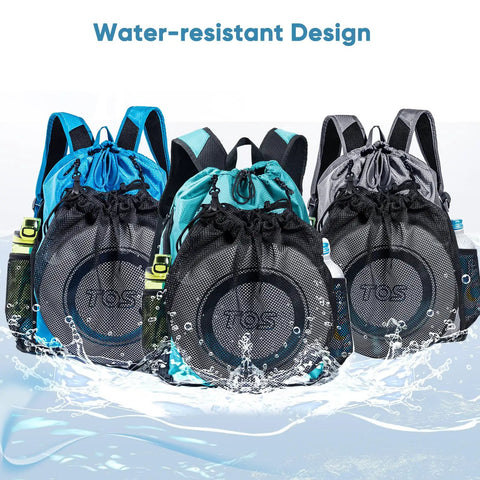 Three Oversized Beach Backpacks With Sandproof Bottom And Waterproof Shell, Go To Pool Bag With Drawstring Opening, in water splash