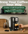 Person using Nespresso machine with Reusable Coffee Capsule Lids For Nespresso Vertuo Refilling Pods For All VertuoLine Machines Budget Friendly