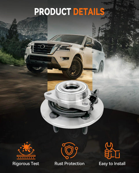 2 Pack Front Wheel Bearing Hub Assembly For Dodge Ram 1500 2009 2010 2011 With ABS 5 Lug Wheel Hub Replacement Compatible With OE 515126