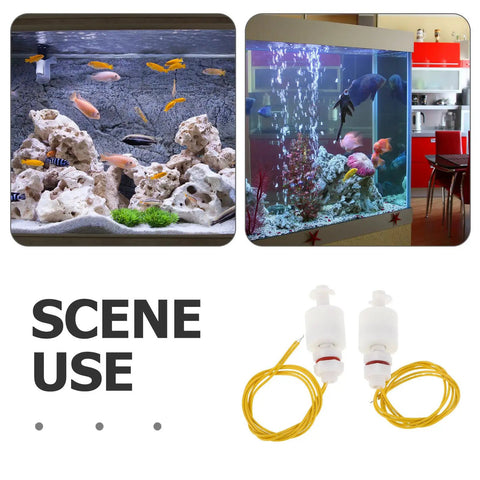 Plastic Float Switch Water Level Sensor 2 Pack Easy Install No Fuss Setup With Precise Liquid Level Control For Water Tanks Industrial And Food Processing Applications Overflow Prevention And Dry Burn Protection, shown with aquarium use