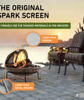 Hinged Fire Pit Spark Screen With Easy Access Lift Handle, No-Fuss Design Keeps Sparks And Embers In, Quick Open For Adding Wood