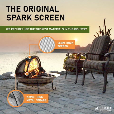 Hinged Fire Pit Spark Screen With Easy Access Lift Handle, No-Fuss Design Keeps Sparks And Embers In, Quick Open For Adding Wood
