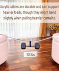 Clear Acrylic Curtain Pull Wand 36 Inch Set Of 4 Durable Drapery Pull Rods With Heavy Duty Lobster Hooks For Easy Curtain Opening And Closing Transparent Impact Resistant Window Treatment Accessory, bent with 10 lb weight test