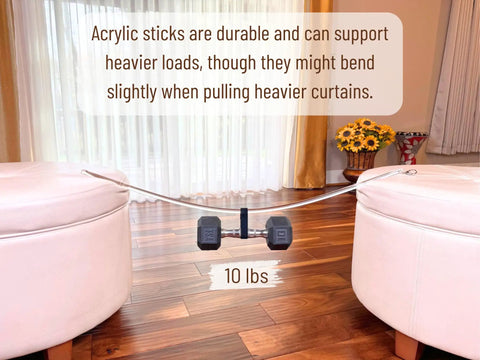 Clear Acrylic Curtain Pull Wand 36 Inch Set Of 4 Durable Drapery Pull Rods With Heavy Duty Lobster Hooks For Easy Curtain Opening And Closing Transparent Impact Resistant Window Treatment Accessory, bent with 10 lb weight test