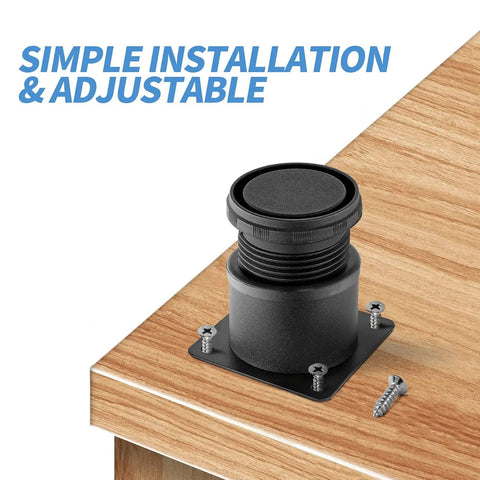 Premium Sleek Adjustable Furniture Legs Rock Solid Black Steel Cabinet Feet close-up showing adjustable design and installation screws.