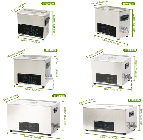 Pro Grade 3 Liter Digital Ultrasonic Cleaner With 28 And 40 Khz Dual Frequency Built In Heater Smart Timer and Degas Mode, 6 models.