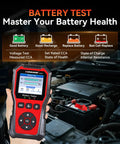 Universal 6V 12V 24V Car Battery Tester With Cloud Report For Quick Health Check Voltage Readout Charge Status And Cranking And Charging System Diagnostics In One Handy Automotive Tool in hand, testing car battery