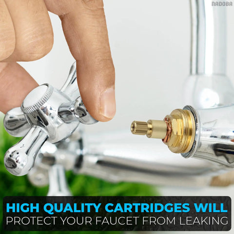Brass Quarter Turn Faucet Cartridge Replacement Kit Two Pieces Half Inch Thread Twenty Teeth Stem in use