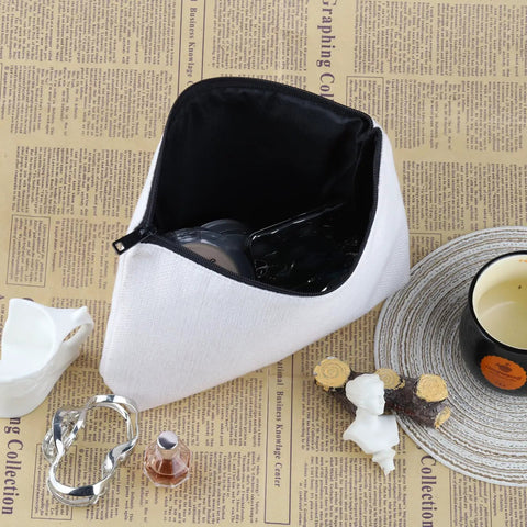 Open Geocaching Makeup Bag For Outdoor Lovers It Is A Beautiful Day For Geocaching Gift Beige Durable Canvas Zip Bag on table