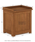Outdoor Hardwood Storage Box With Slatted Vent Design For Drainage Raised Base Keeps Contents Dry Weather Resistant Porch Chest