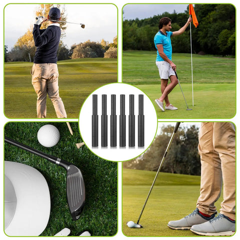 Six Piece Golf Club Shaft Extender Rods Set for Steel Graphite and Carbon Fiber Shafts, black extenders with golf gear