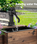 Outdoor Water Fountain With Wooden Barrel Style Floor Standing Rectangular Pump Old Fashioned Flower Box Water Feature