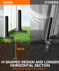 Heavy Duty Black Steel Fence Post Repair Kit For A Slick No Hassle Fix On Broken Or Leaning Wooden Posts shows H-shaped design vs standard.