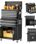Eight Drawer Rolling Tool Chest With Locking Detachable Cabinet Built Tough Heavy Duty Steel Tool Cart On Wheels With Liner And Hooks