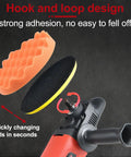 Beast Power Rotary Buffer Polisher With 1200W Motor, Six To Seven Inch Car Buffer Kit showing hook and loop pad attachment