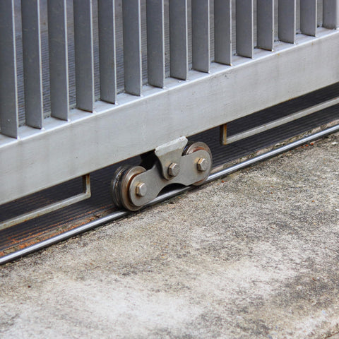 V-Groove Track Wheel 1.89-Inch 201 Stainless Steel Sliding Gate Rollers installed on inverted track system