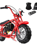 40Cc Gas Powered Mini Dirt Bike For Kids 8 14 With Automatic Transmission And Pull Start Off Road Pocket Motorcycle With Led Headlight And Neck Gaiter Red