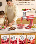 Polished Stainless Steel Meat Grinder Attachment For Stand Mixers Dishwasher Safe Anti Corrosion 18 Piece Set In Use