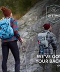 Hikers wearing 22L Hiking Hydration Backpack With Leakproof Water Bladder, trekking pole holders, trail daypack.