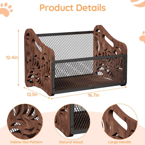 Spacious Wood Dog Toy Basket And Storage Bin For Pets Large Toy Box Keeps Living Room Clean Like A Boss with hollow pattern