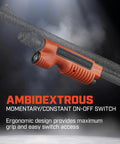 TL Racker 1000 Lumen 20000 Candela Forend Light With Ambidextrous Controls for Mossberg shotguns showing ergonomic orange grip